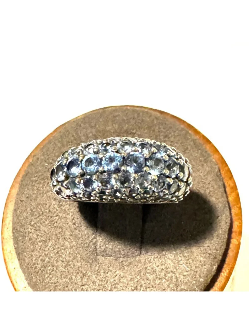 Sterling Silver 925 Pale Blue Cubic Zirconia Tapered Band Ring Size 6